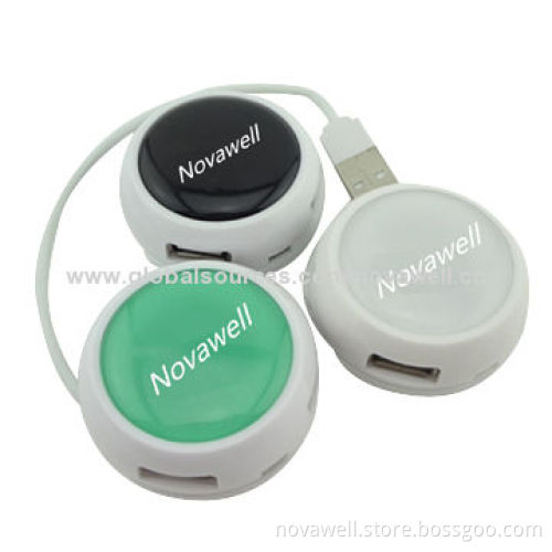 4-port USB2.0 Hub, Circle Shape, Plug-and-play Function, 80cm Cable Length